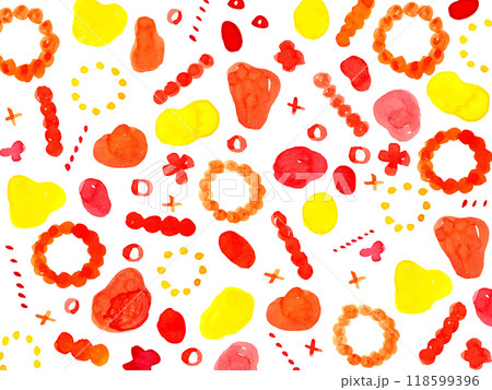 水彩のかわいい手描きの水彩水玉背景 118599396