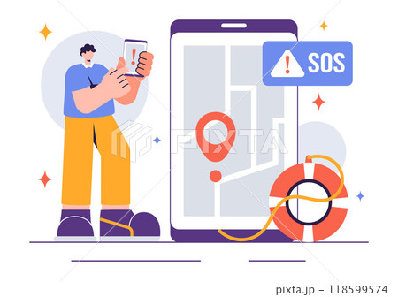 SOS Message Illustration featuring People in...のイラスト素材 [118599574] - PIXTA
