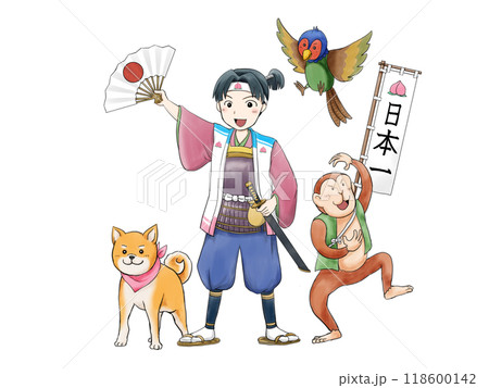 桃太郎と犬・猿・キジのイラスト素材 [118600142] - PIXTA