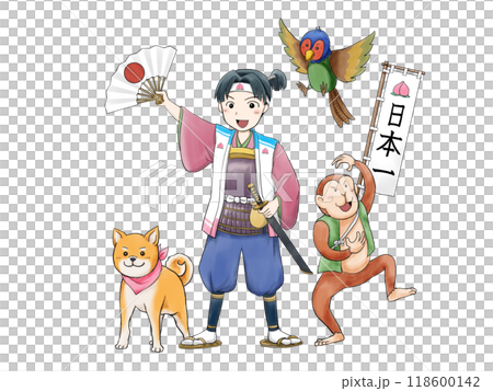 桃太郎と犬・猿・キジのイラスト素材 [118600142] - PIXTA