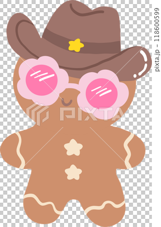 Groovy Retro Cowboy Gingerbread Christmas Illustration Groovy Retro Cowboy Gingerbread Christmas Illustration 118600599
