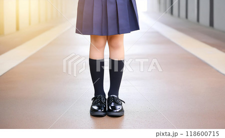 制服の高校生、女子。下半身・足元。 制服の高校生、女子。下半身・足元。 118600715