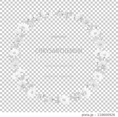 Monochrome chrysanthemum flower circle frame 118600926