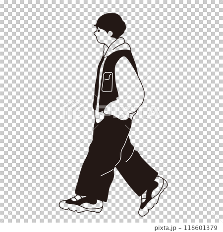 おしゃれな男性のベクター線画 118601379