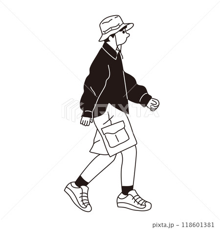 おしゃれな男性のベクター線画 118601381