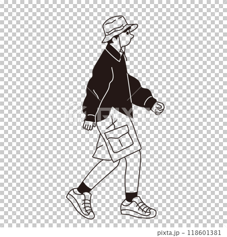 おしゃれな男性のベクター線画 118601381