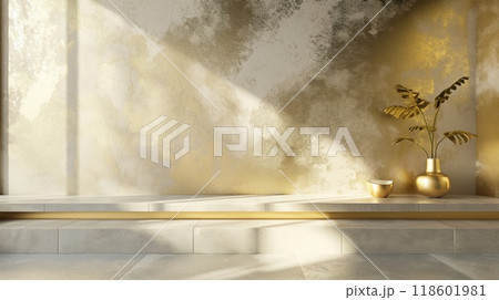 Golden vintage grunge luxury interior. Generative AI 118601981