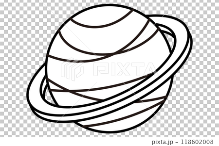 土星的簡單黑白線畫,等軸圖 土星的簡單黑白線畫,等軸圖 118602008