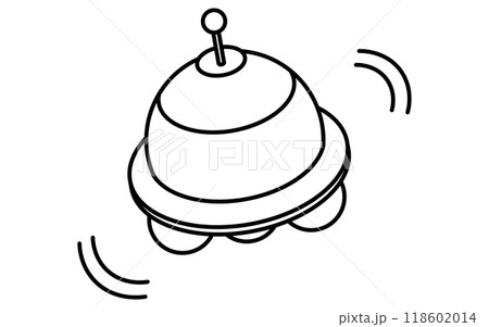 UFOのシンプルな白黒線画、アイソメイラスト 118602014