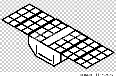 人工衛星のシンプルな白黒線画、アイソメイラスト 118602025
