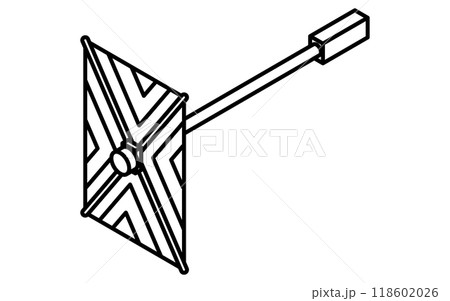 人工衛星のシンプルな白黒線画、アイソメイラスト 人工衛星のシンプルな白黒線画、アイソメイラスト 118602026