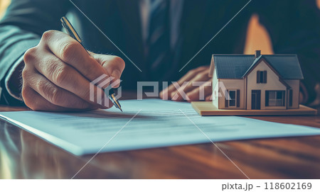 不動産契約書に署名するシーン 不動産契約書に署名するシーン 118602169