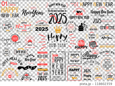 New Year's card text design 2025 Year of the Snake icon frame 118602359
