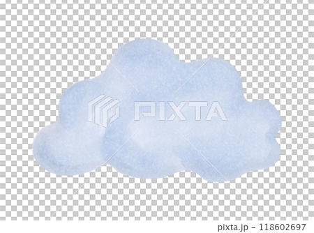 Blue cloud. Marker illustration in watercolor style. Hand drawn isolated picture with sky elements. Cartoon children's clipart for clothes prints, packaging, greeting cards, kids bedroom, fabric 118602697