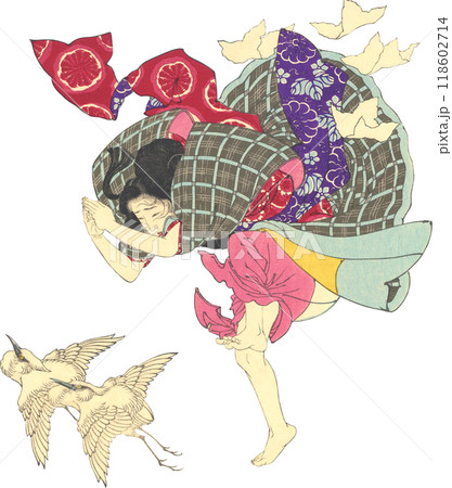 浮世絵　イラスト　女性 118602714