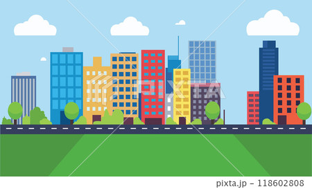 Highway Street with Skyscrapers City Building Cityscape Landscape in Bright Day 118602808