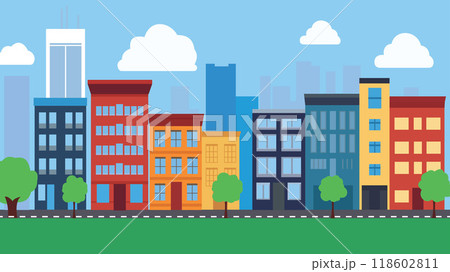 Highway Street with Skyscrapers City Building Cityscape Landscape in Bright Day 118602811