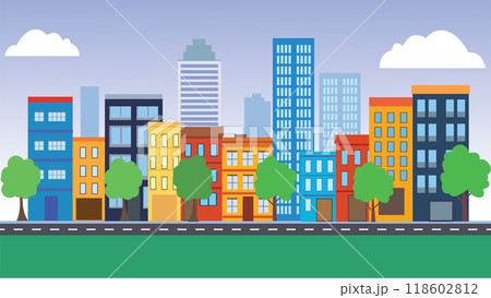 Highway Street with Skyscrapers City Building Cityscape Landscape in Bright Day Highway Street with Skyscrapers City Building Cityscape Landscape in Bright Day 118602812