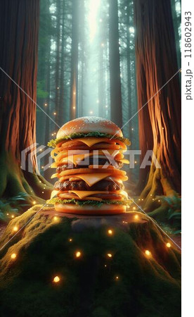Burger Tower in a Mystical Forest 118602943