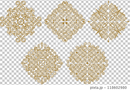 經典、優雅、華麗的裝飾框套裝物件套裝金紅色 經典、優雅、華麗的裝飾框套裝物件套裝金紅色 118602980