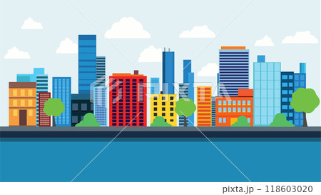 Highway Street with Skyscrapers City Building Cityscape Landscape in Bright Day 118603020