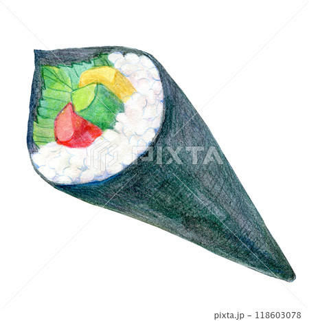 水彩イラスト　手巻き寿司 118603078