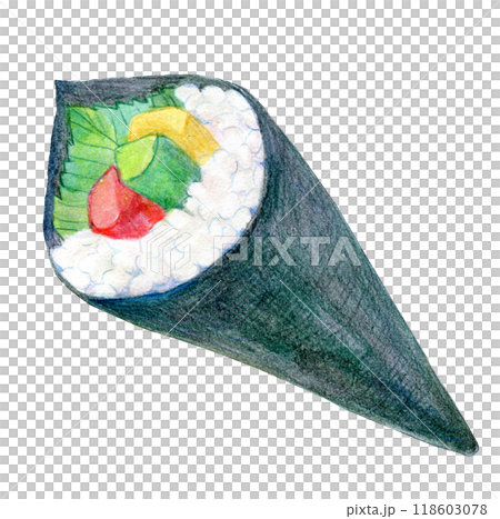 水彩イラスト　手巻き寿司 118603078