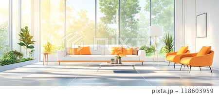 Bright and Airy Modern Living Room Interior Design Bright and Airy Modern Living Room Interior Design 118603959
