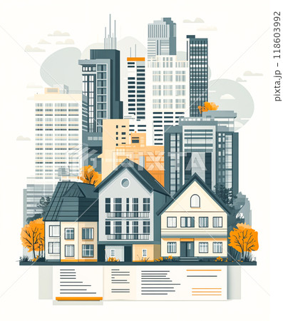 Modern Cityscape with Contemporary Buildings and Trees 118603992