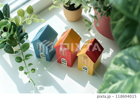 カラフルな住宅の街並み-1 カラフルな住宅の街並み-1 118604015