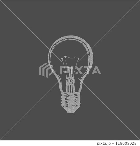 Grainy lightbulb retro negative photocopy effect, vintage stipple grey dots texture, vector Y2K aesthetic electric lamp 118605028