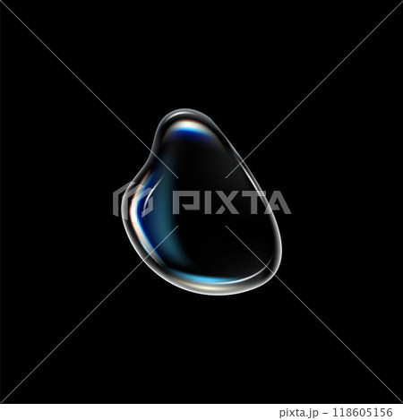 3d Clear transparent water drop with glare. 118605156