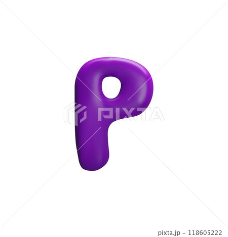 A bright 3d vector consonant letter "P" made of purple plasticine on a white background. A bright 3d vector consonant letter "P" made of purple plasticine on a white background. 118605222
