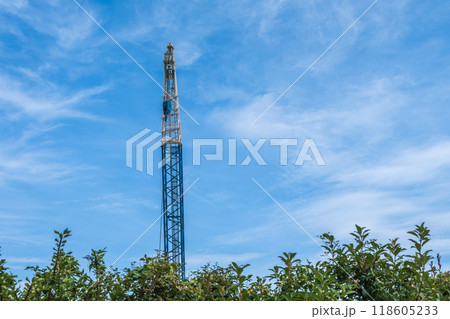 緑地の花壇とクレーン 緑地の花壇とクレーン 118605233