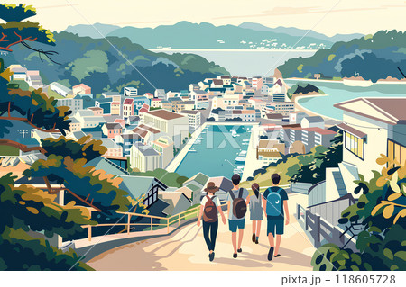 尾道の街並みと観光客 118605728