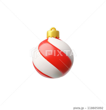 Vector 3D illustration of a Christmas tree toy on an isolated white background. 118605892