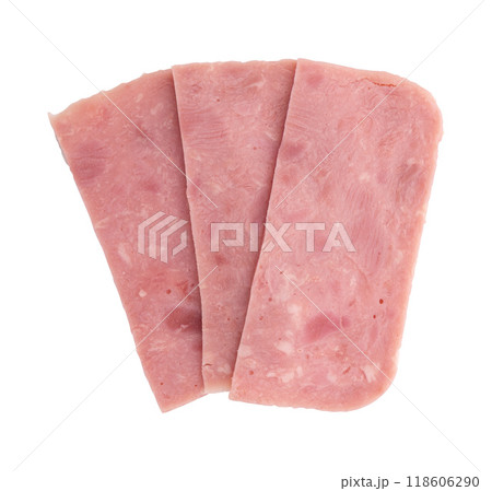 ham slices isolated on white ham slices isolated on white 118606290