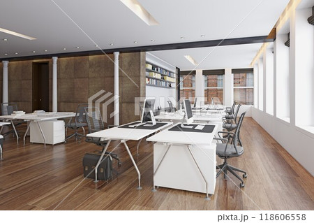 Interior of modern open space office. Interior of modern open space office. 118606558