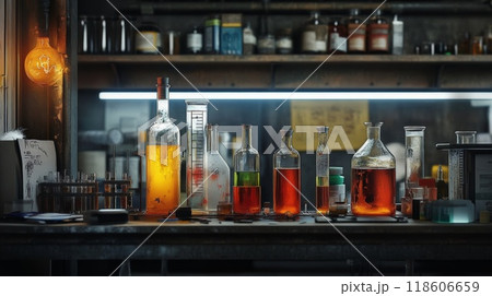 化学実験とたくさんの瓶 118606659