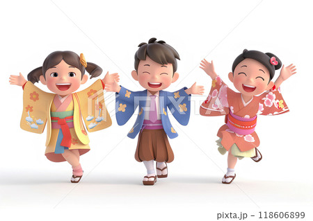 七五三　可愛い3人の子供たち 118606899