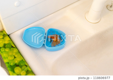 洗面台に置いてある子供の矯正装置 118606977