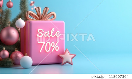 Cyber Monday Sale Discount 70 Glowing Neon Gift Boxes on Christmas Tree 118607364