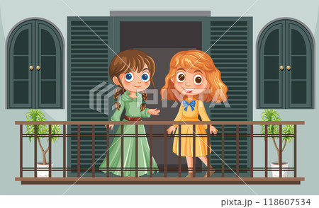 Two Girls on a Balcony 118607534