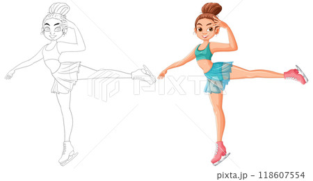 Girl Ice Skating Illustration 118607554