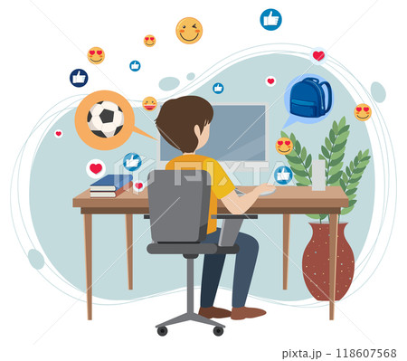 Student Engaging in Online Learning 118607568