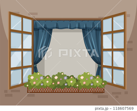 Open Window with Flower Box 118607569