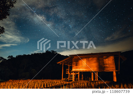 Milky way in the night sky, night sky landscape and universe Milky way in the night sky, night sky landscape and universe 118607739
