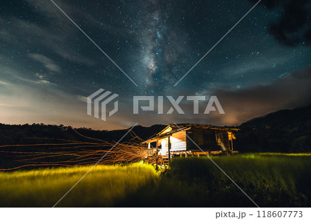 Milky way in the night sky, night sky landscape and universe 118607773