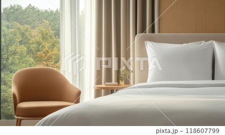 Cozy and Modern Hotel Room with Picturesque Landscape View 118607799