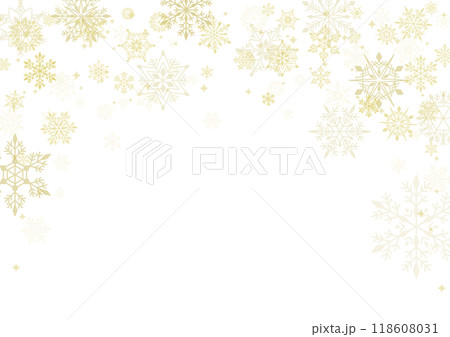 金色の雪の結晶がきれいなクリスマス背景用ベクターイラスト(A3金 透過) 金色の雪の結晶がきれいなクリスマス背景用ベクターイラスト(A3金 透過) 118608031